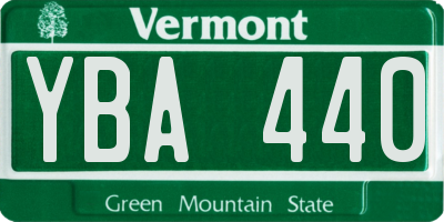 VT license plate YBA440