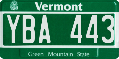 VT license plate YBA443