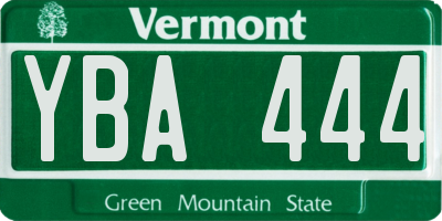 VT license plate YBA444