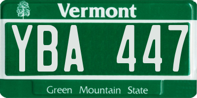 VT license plate YBA447
