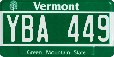 VT license plate YBA449