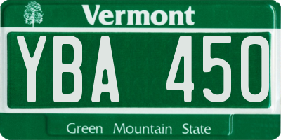 VT license plate YBA450