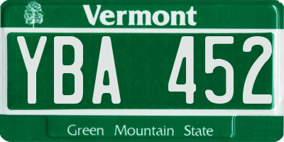 VT license plate YBA452