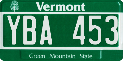 VT license plate YBA453