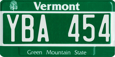 VT license plate YBA454