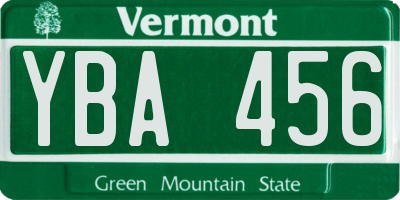 VT license plate YBA456