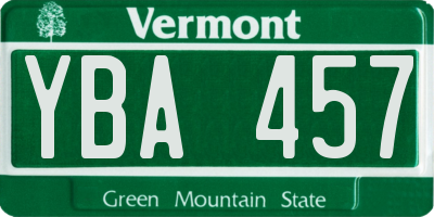 VT license plate YBA457