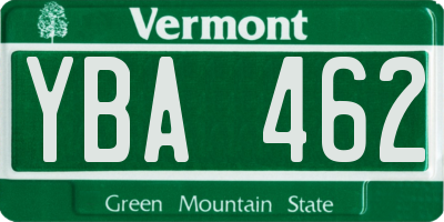 VT license plate YBA462