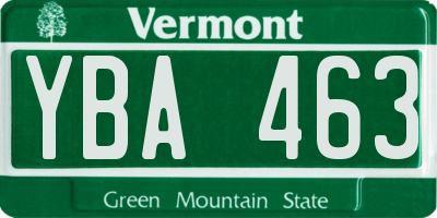 VT license plate YBA463