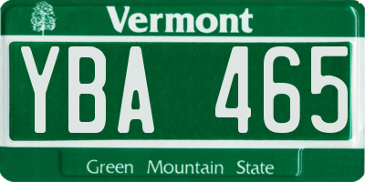 VT license plate YBA465