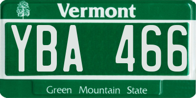 VT license plate YBA466