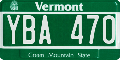 VT license plate YBA470