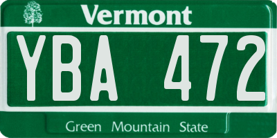 VT license plate YBA472
