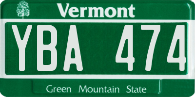 VT license plate YBA474