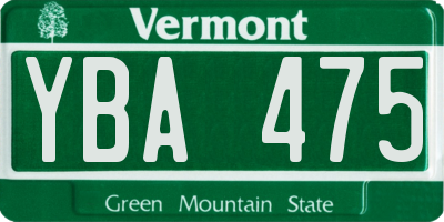 VT license plate YBA475
