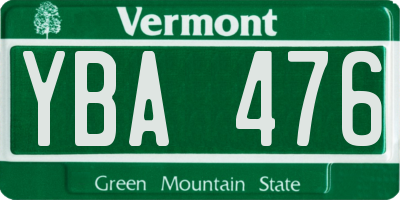 VT license plate YBA476