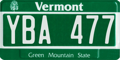 VT license plate YBA477