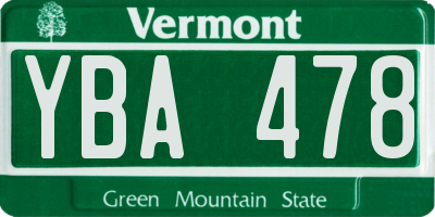 VT license plate YBA478