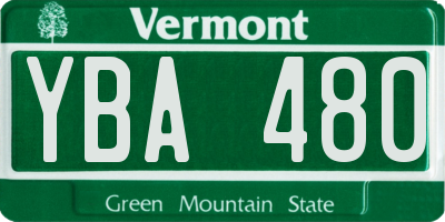 VT license plate YBA480