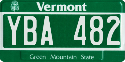 VT license plate YBA482