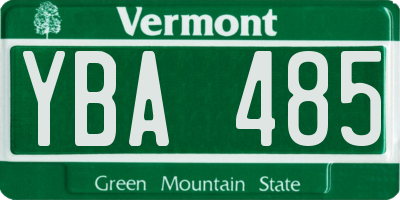 VT license plate YBA485
