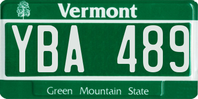 VT license plate YBA489