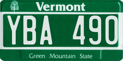 VT license plate YBA490