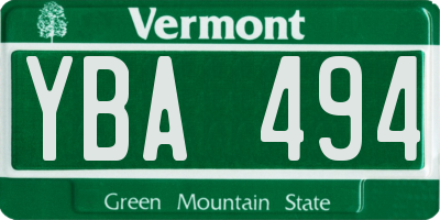 VT license plate YBA494