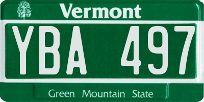 VT license plate YBA497