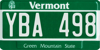 VT license plate YBA498