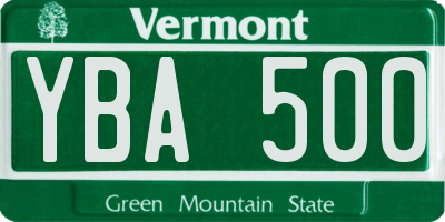 VT license plate YBA500