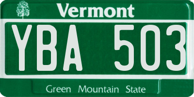 VT license plate YBA503