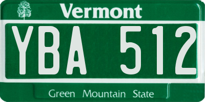 VT license plate YBA512