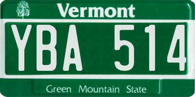 VT license plate YBA514
