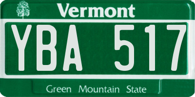 VT license plate YBA517