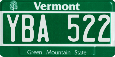 VT license plate YBA522