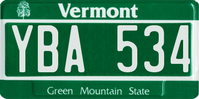 VT license plate YBA534