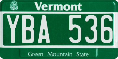 VT license plate YBA536
