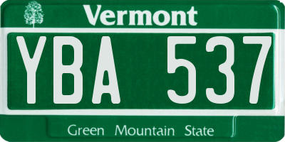 VT license plate YBA537