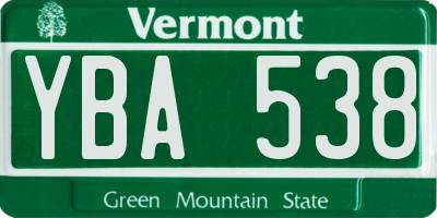 VT license plate YBA538
