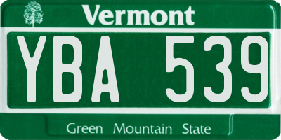 VT license plate YBA539