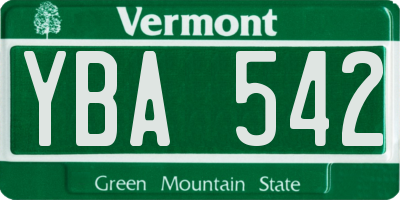 VT license plate YBA542