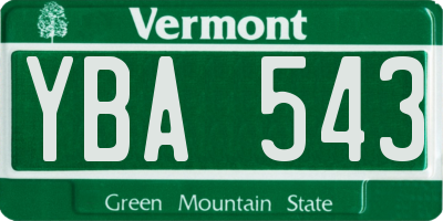 VT license plate YBA543