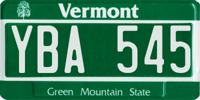 VT license plate YBA545