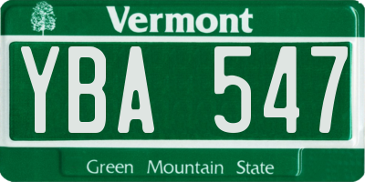 VT license plate YBA547