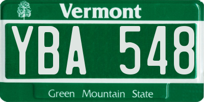 VT license plate YBA548