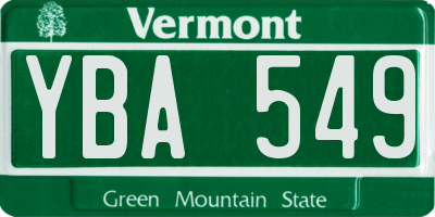 VT license plate YBA549
