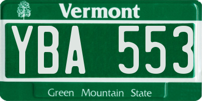 VT license plate YBA553