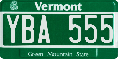 VT license plate YBA555