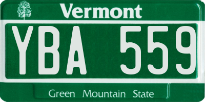 VT license plate YBA559